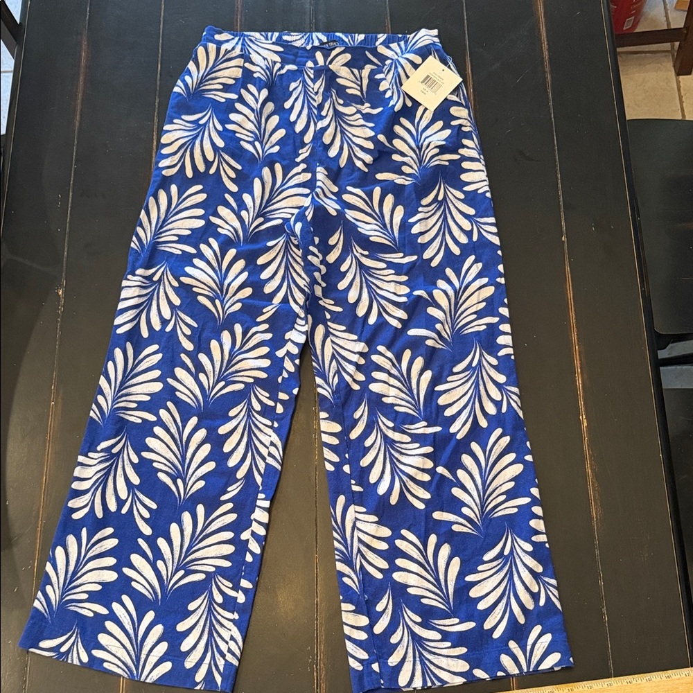 Ellen Tracy Blue and White Wide Leg Pants